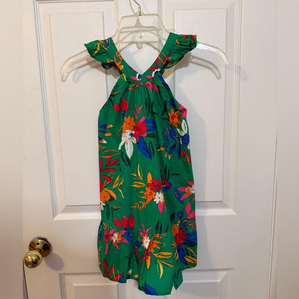 Girls Crewcuts Green Tropical Print Sundress, NWT